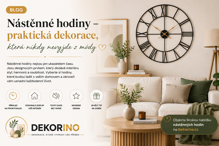 Nástěnné hodiny – praktická dekorace, která nikdy nevyjde z módy