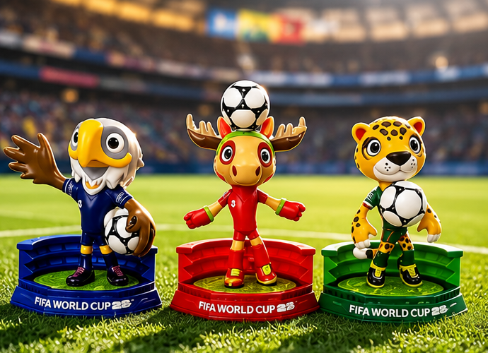 figurka, Maple, Zayu a Clutch, oficiální maskoti FIFA MS 2026, sada 3 ks, výška 6 cm, plast, originál barvy, SF20260005