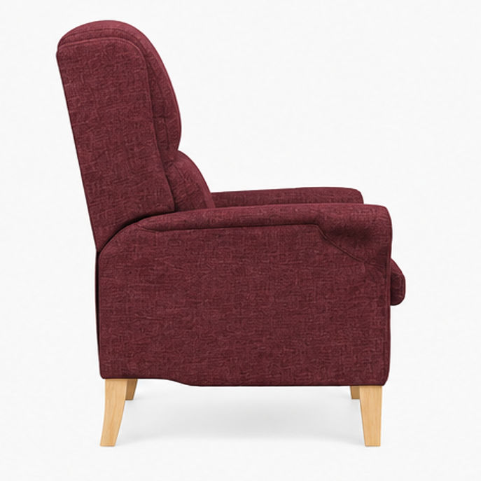 křeslo relaxační, odpočinkové, ušák, dřevo/textil, 101x95x75 cm, přírodní/vínová, KR20260037