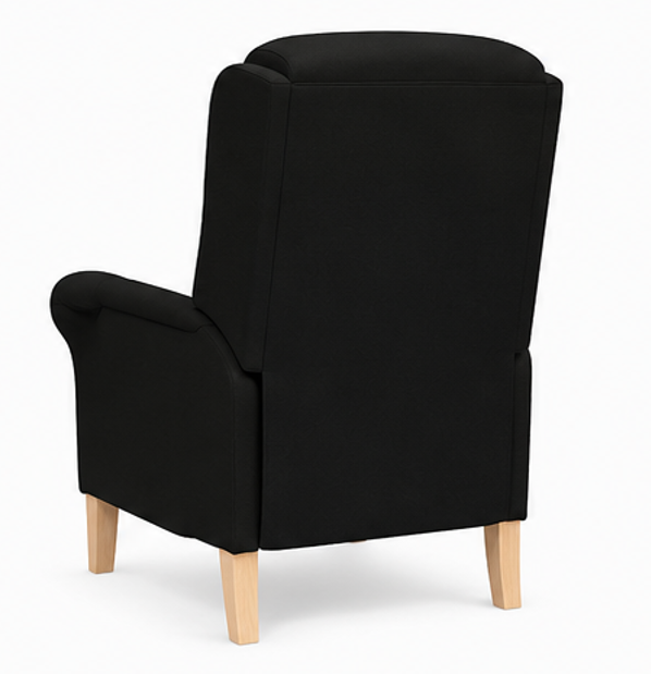 křeslo relaxační, odpočinkové, ušák, dřevo/textil, 101x95x75 cm, přírodní/černá, KR20260036