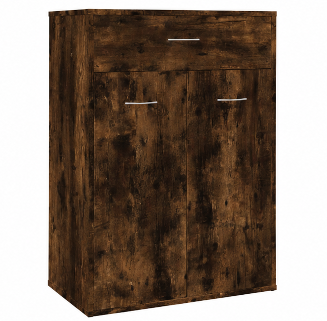 skříňka na boty, botník, 1 zásuvka, 2 dvířka, dřevo, 85x61x36 cm, kouřový dub, BB20260064