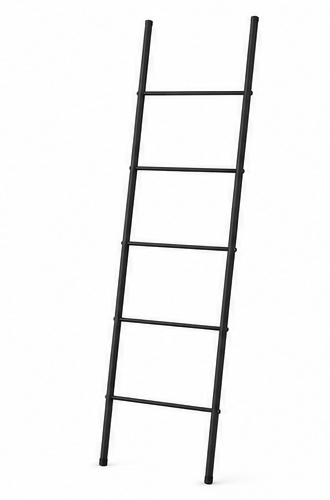 věšák, žebřík na šaty, kov, 169x41 cm, černá, TK20260005
