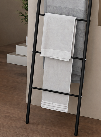 věšák, žebřík na šaty, kov, 169x41 cm, černá, TK20260005