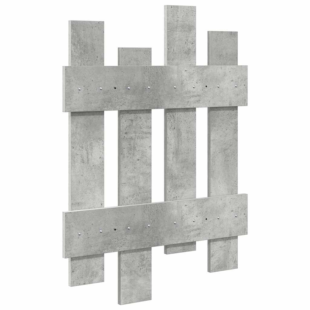 věšák, nástěnný, 4 prkna, háčky, kompozitní dřevo, 82x60x3 cm, beton šedá, TK20260008