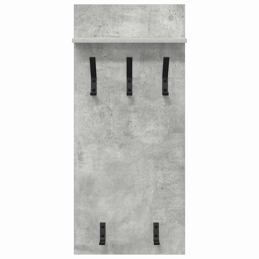 věšák, nástěnný, 1 prkno, polička, háčky, kompozitní dřevo, 90x40x10 cm, beton šedá, TK20260010