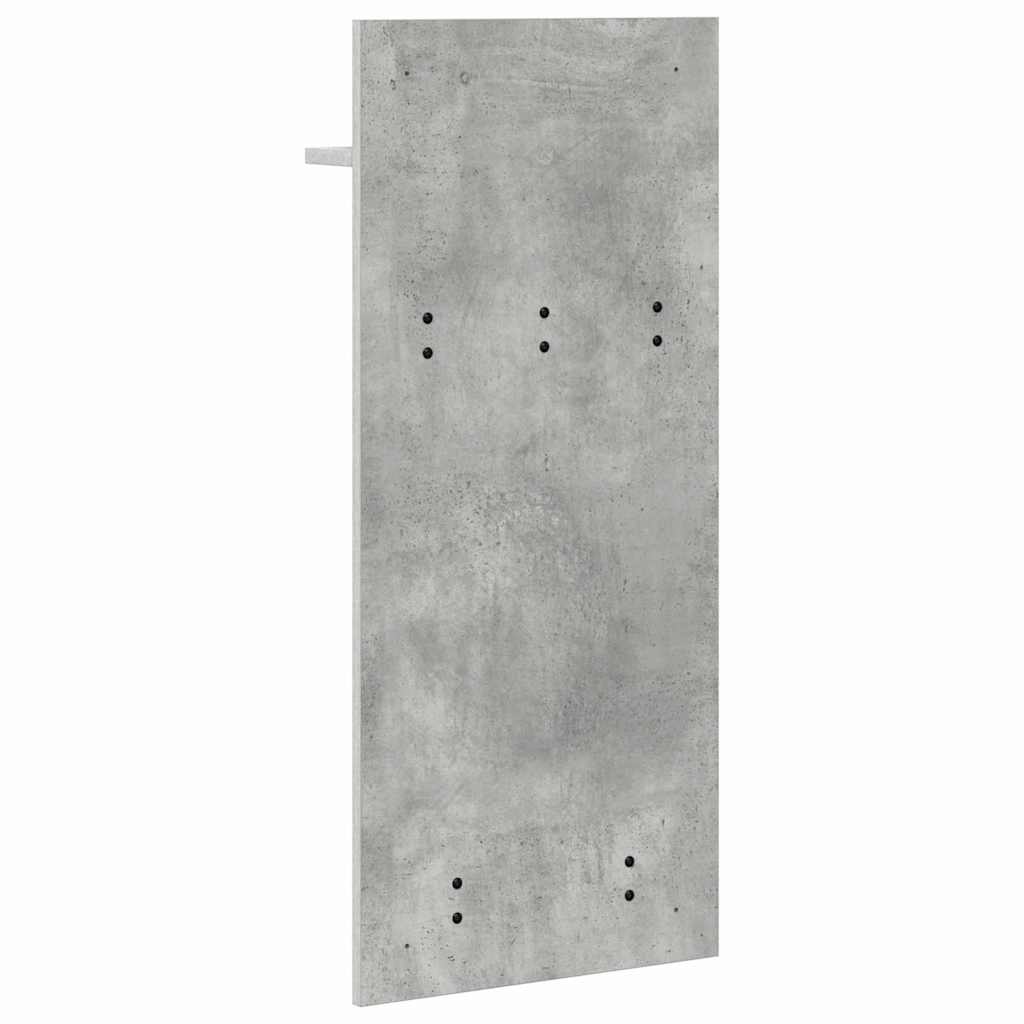věšák, nástěnný, 1 prkno, polička, háčky, kompozitní dřevo, 90x40x10 cm, beton šedá, TK20260010