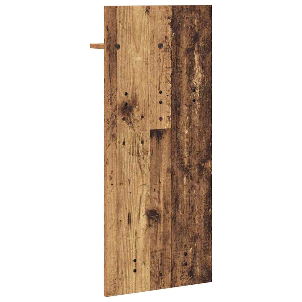 věšák, nástěnný, 1 prkno, polička, háčky, kompozitní dřevo, 90x40x10 cm, staré dřevo, TK20260010