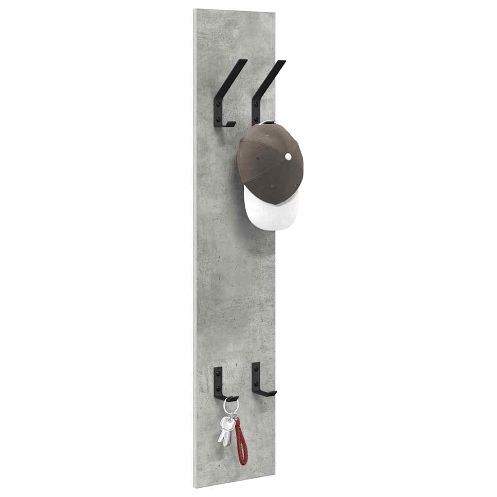 věšák, nástěnný, 1 prkno, háčky, kompozitní dřevo, 100x20x1,5 cm, beton šedá, TK20260016