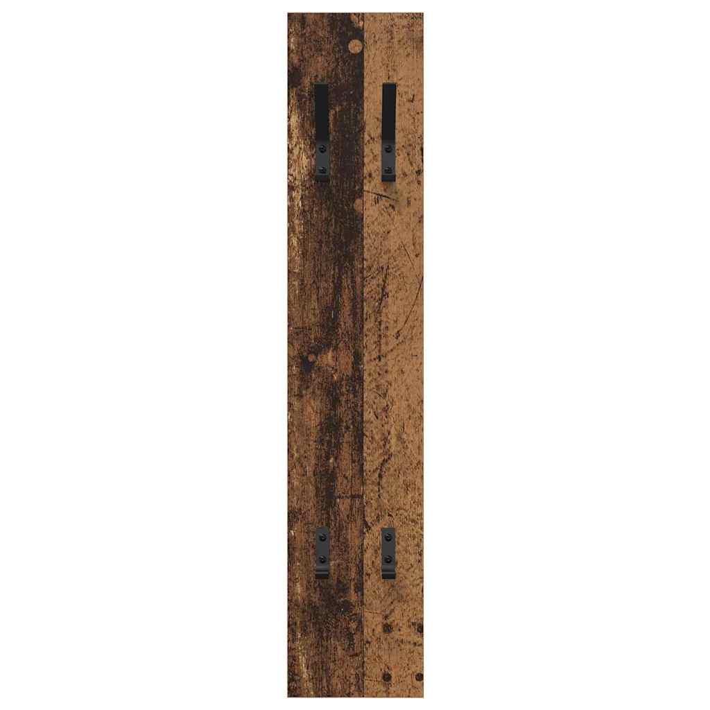 věšák, nástěnný, 1 prkno, háčky, kompozitní dřevo, 100x20x1,5 cm, staré dřevo, TK20260016