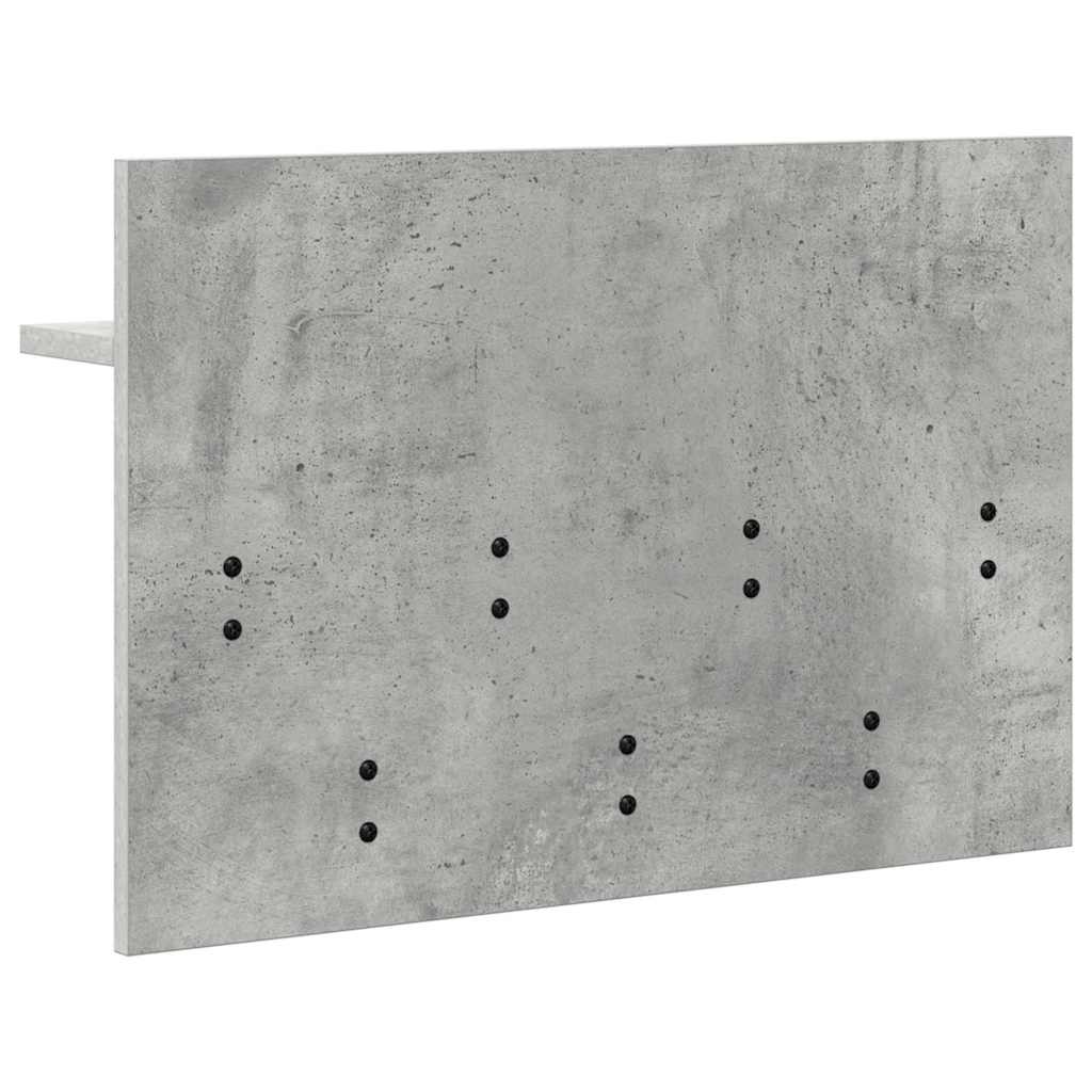 věšák, nástěnný, 1 prkno, háčky, kompozitní dřevo, 40x60x12 cm, beton šedá, TK20260017