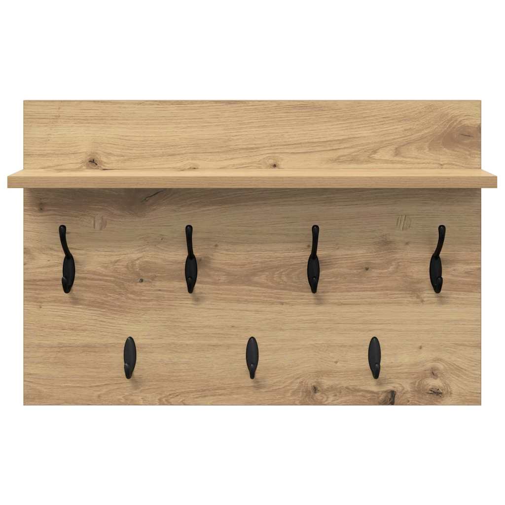 věšák, nástěnný, 1 prkno, háčky, kompozitní dřevo, 40x60x12 cm, dub artisan, TK20260017