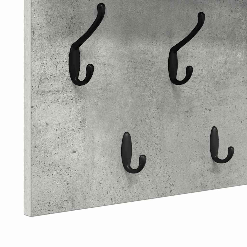 věšák, nástěnný, 1 prkno, háčky, kompozitní dřevo, 40x80x12 cm, beton šedá, TK20260018