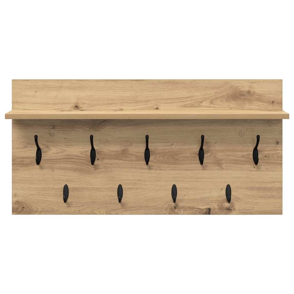 věšák, nástěnný, 1 prkno, háčky, kompozitní dřevo, 40x80x12 cm, dub artisan, TK20260018