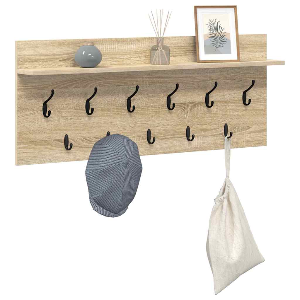 věšák, nástěnný, 1 prkno, háčky, kompozitní dřevo, 40x100x12 cm, dub sonoma, TK20260019