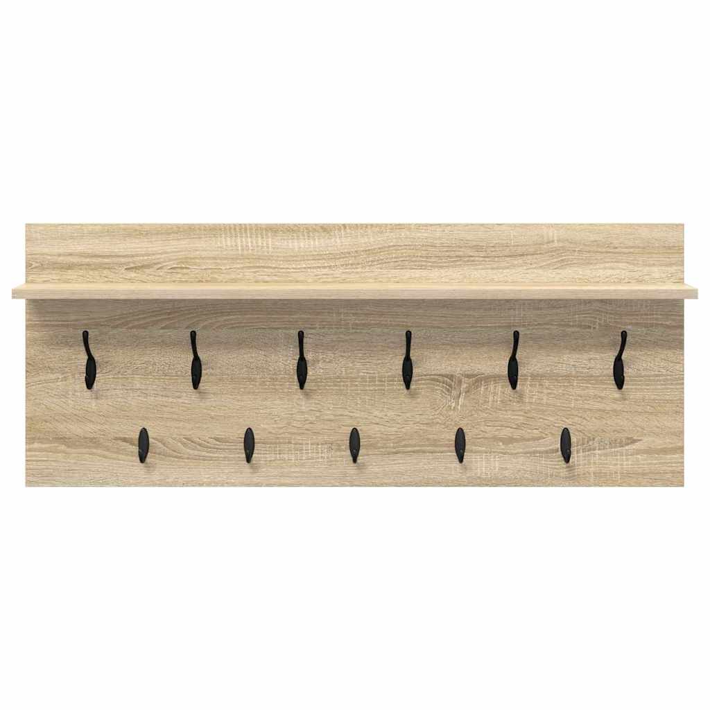 věšák, nástěnný, 1 prkno, háčky, kompozitní dřevo, 40x100x12 cm, dub sonoma, TK20260019