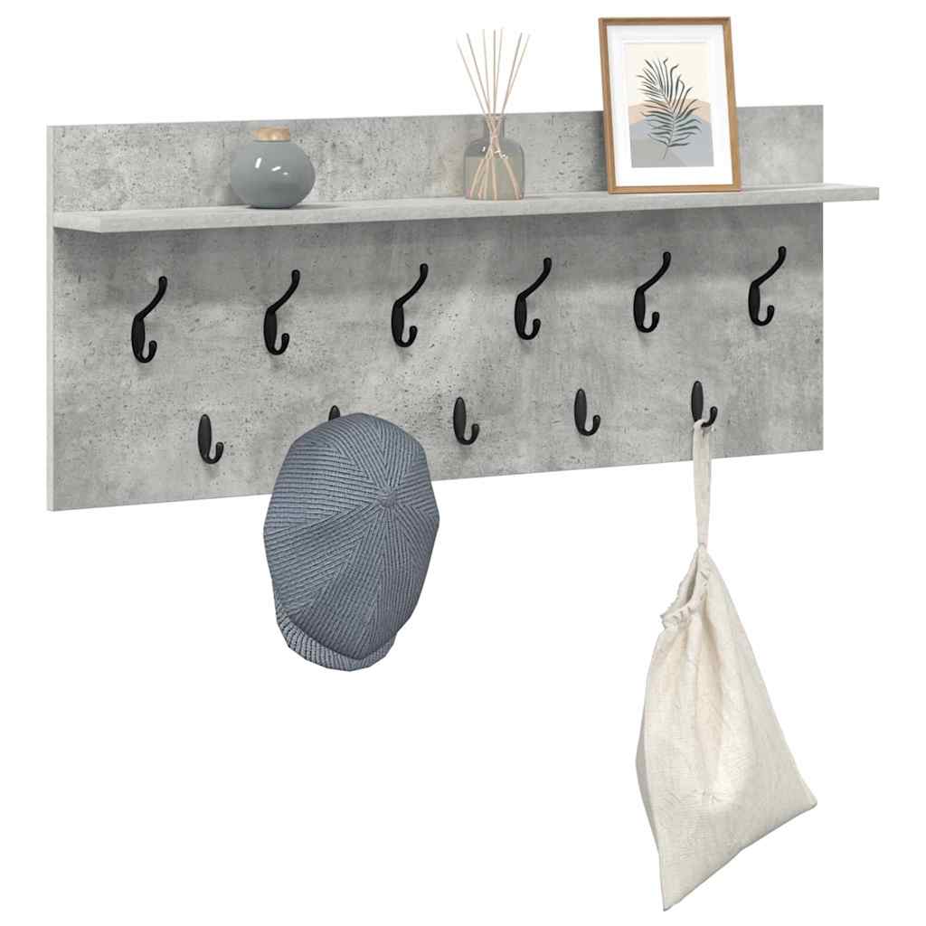 věšák, nástěnný, 1 prkno, háčky, kompozitní dřevo, 40x100x12 cm, beton šedá, TK20260019