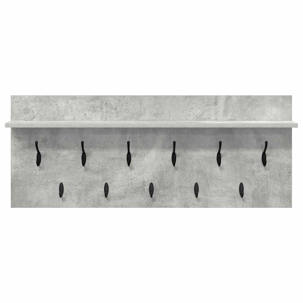 věšák, nástěnný, 1 prkno, háčky, kompozitní dřevo, 40x100x12 cm, beton šedá, TK20260019