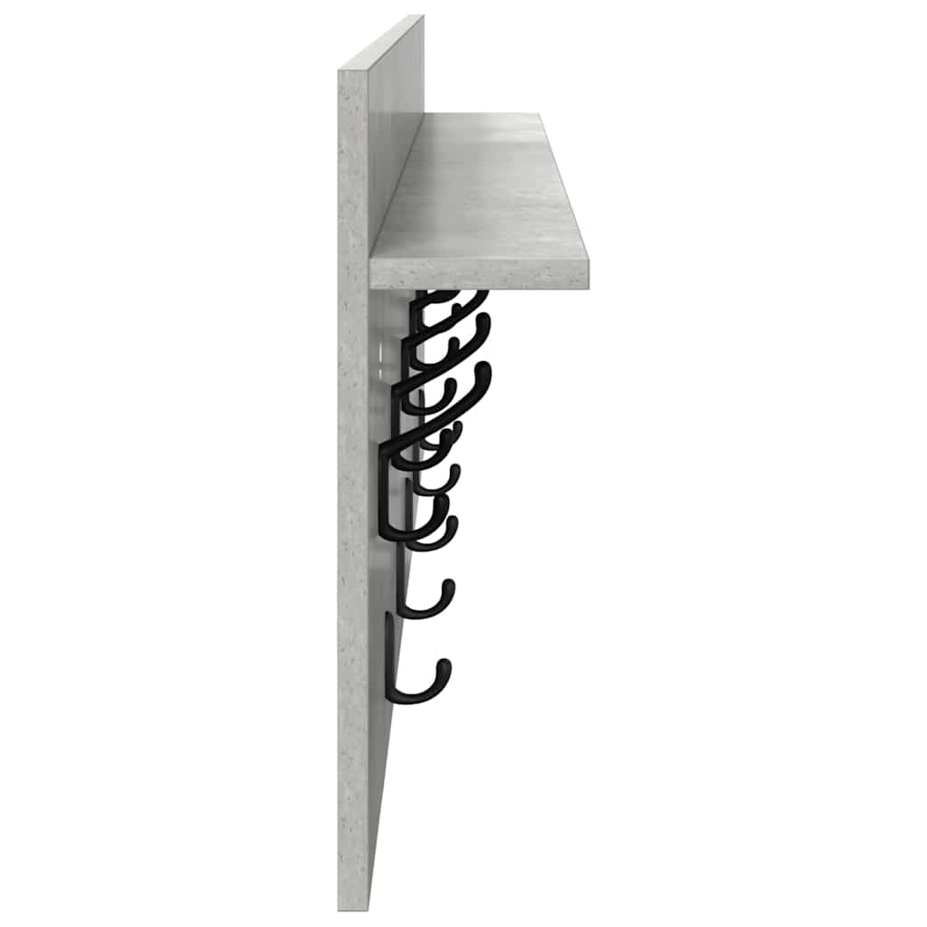 věšák, nástěnný, 1 prkno, háčky, kompozitní dřevo, 40x100x12 cm, beton šedá, TK20260019