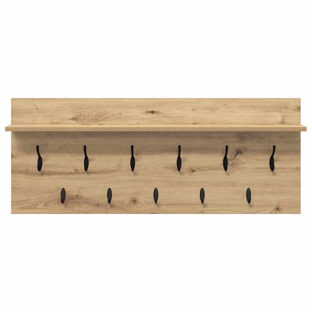 věšák, nástěnný, 1 prkno, háčky, kompozitní dřevo, 40x100x12 cm, dub artisan, TK20260019