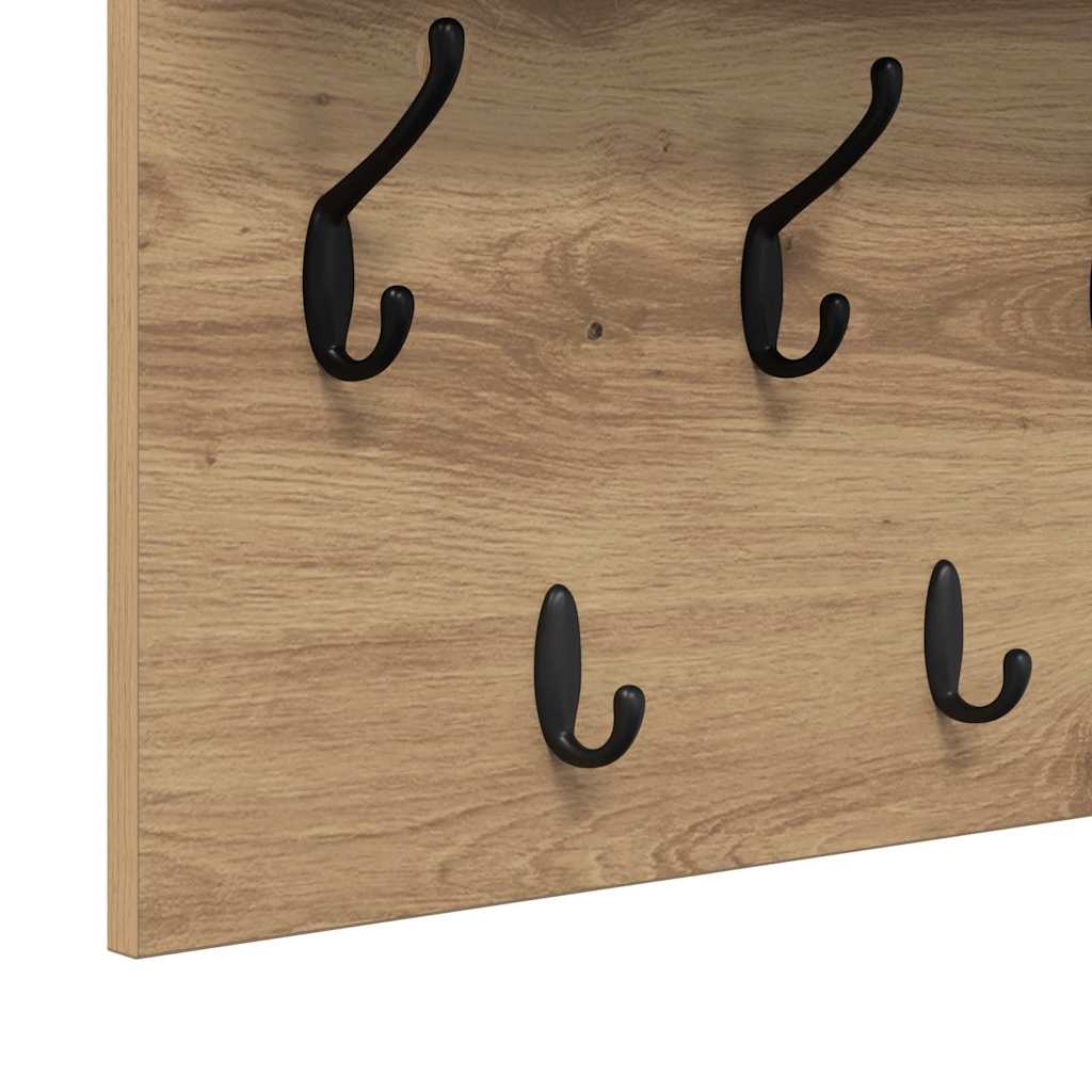 věšák, nástěnný, 1 prkno, háčky, kompozitní dřevo, 40x100x12 cm, dub artisan, TK20260019