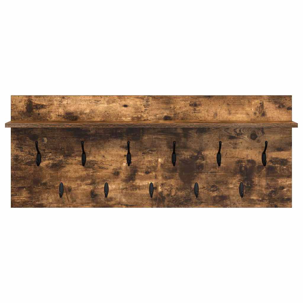 věšák, nástěnný, 1 prkno, háčky, kompozitní dřevo, 40x100x12 cm, kouřový dub, TK20260019