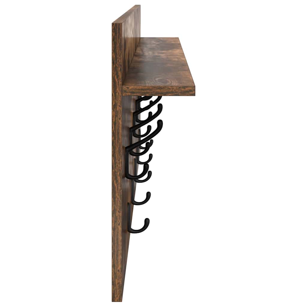 věšák, nástěnný, 1 prkno, háčky, kompozitní dřevo, 40x100x12 cm, kouřový dub, TK20260019