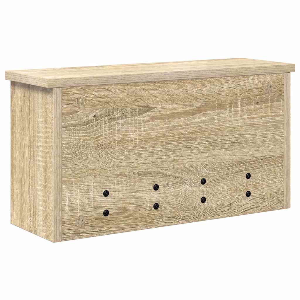 věšák, nástěnný, 3 poličky, háčky, kompozitní dřevo, 26x50x16 cm, dub sonoma, TK20260020