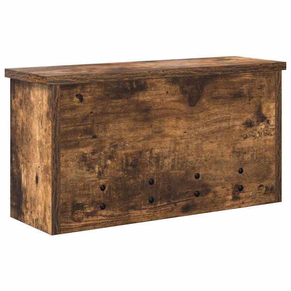 věšák, nástěnný, 3 poličky, háčky, kompozitní dřevo, 26x50x16 cm, kouřový dub, TK20260020