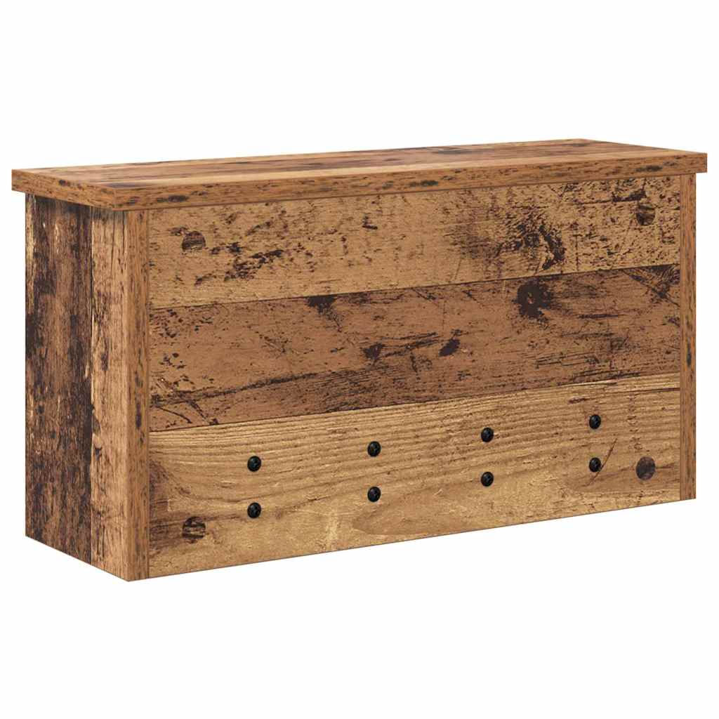 věšák, nástěnný, 3 poličky, háčky, kompozitní dřevo, 26x50x16 cm, staré dřevo, TK20260020