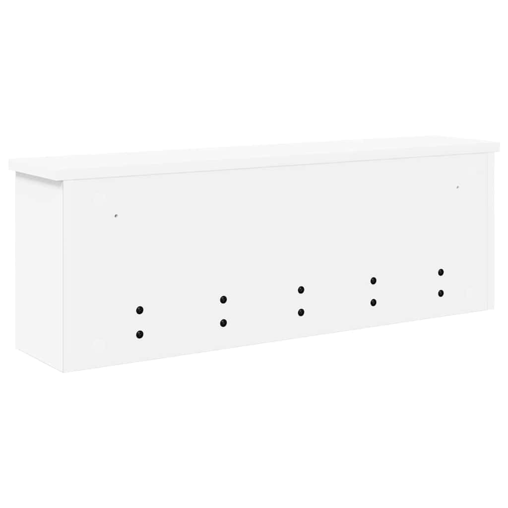 věšák, nástěnný, 4 poličky, háčky, kompozitní dřevo, 26x75x16 cm, bílá, TK20260021