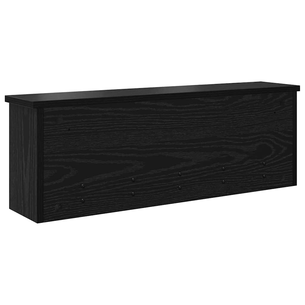 věšák, nástěnný, 4 poličky, háčky, kompozitní dřevo, 26x75x16 cm, černý dub, TK20260021