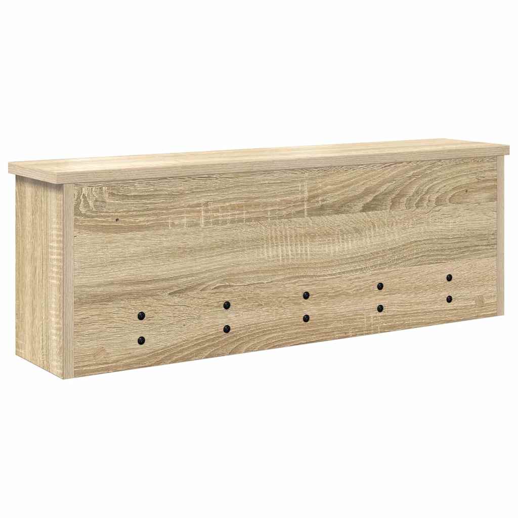 věšák, nástěnný, 4 poličky, háčky, kompozitní dřevo, 26x75x16 cm, dub sonoma, TK20260021