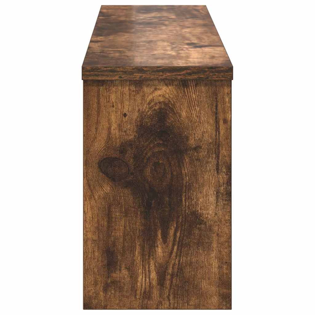 věšák, nástěnný, 4 poličky, háčky, kompozitní dřevo, 26x75x16 cm, kouřový dub, TK20260021