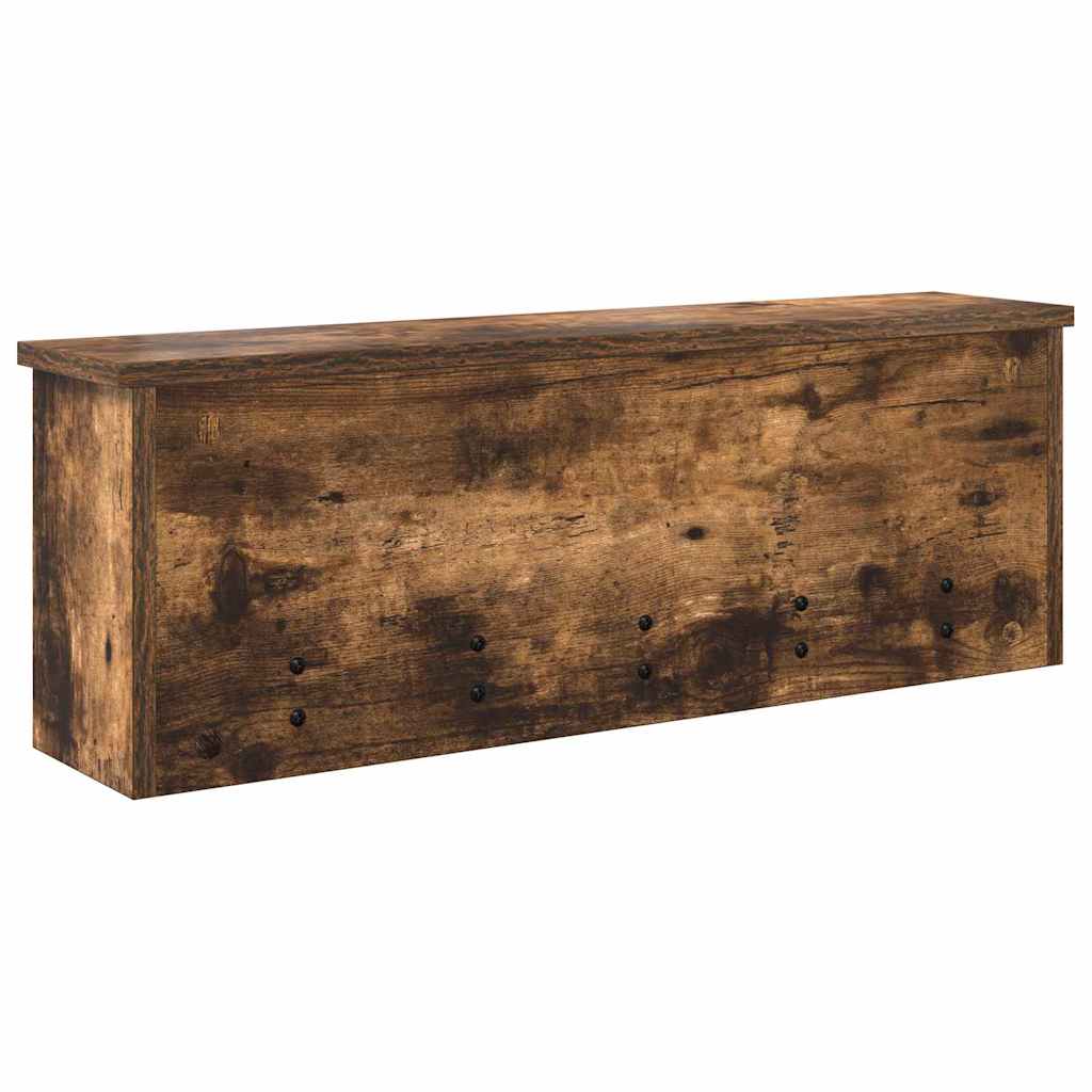 věšák, nástěnný, 4 poličky, háčky, kompozitní dřevo, 26x75x16 cm, kouřový dub, TK20260021