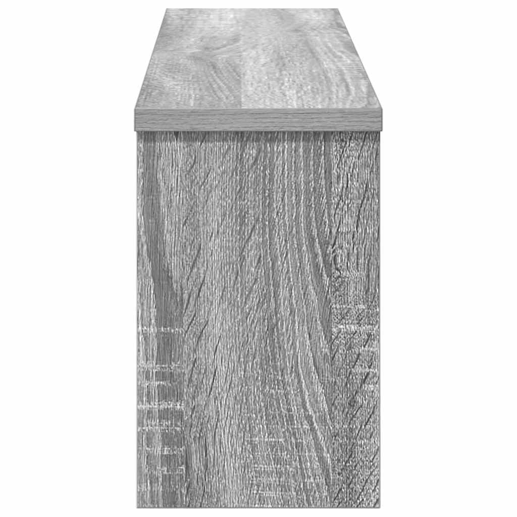 věšák, nástěnný, 4 poličky, háčky, kompozitní dřevo, 26x75x16 cm, šedá sonoma, TK20260021