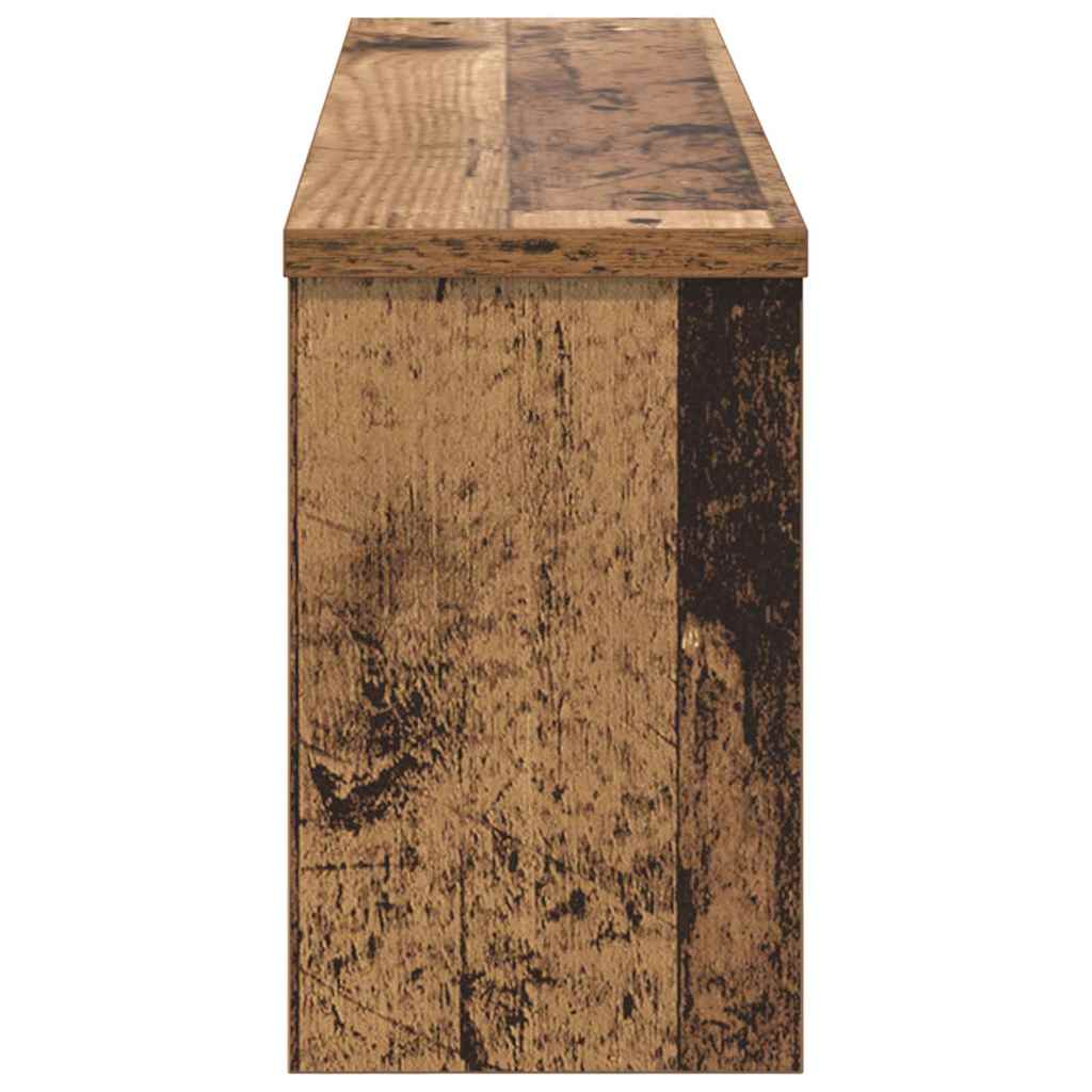 věšák, nástěnný, 4 poličky, háčky, kompozitní dřevo, 26x75x16 cm, staré dřevo, TK20260021