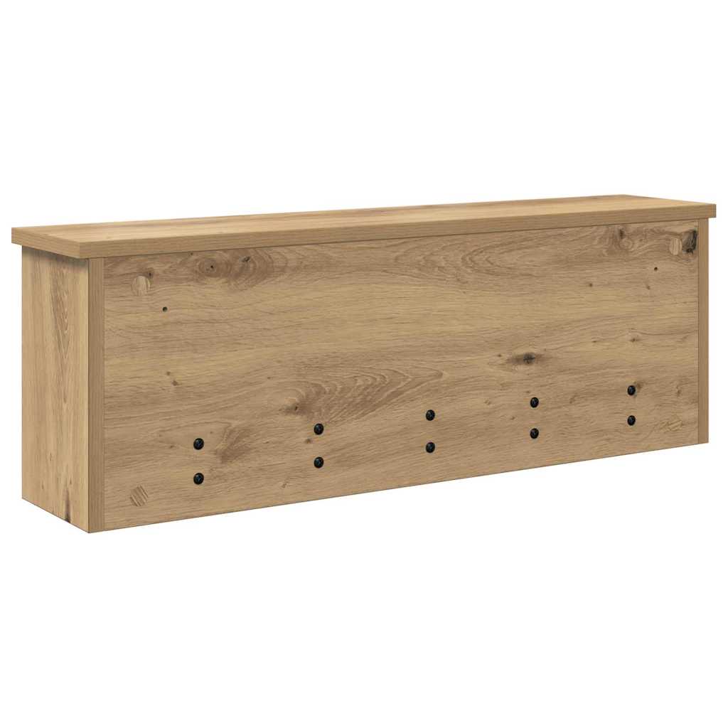 věšák, nástěnný, 4 poličky, háčky, kompozitní dřevo, 26x75x16 cm, dub artisan, TK20260021