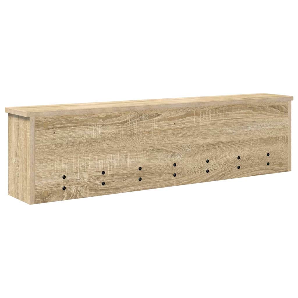 věšák, nástěnný, 5 poliček, háčky, kompozitní dřevo, 26x100x16 cm, dub sonoma, TK20260022