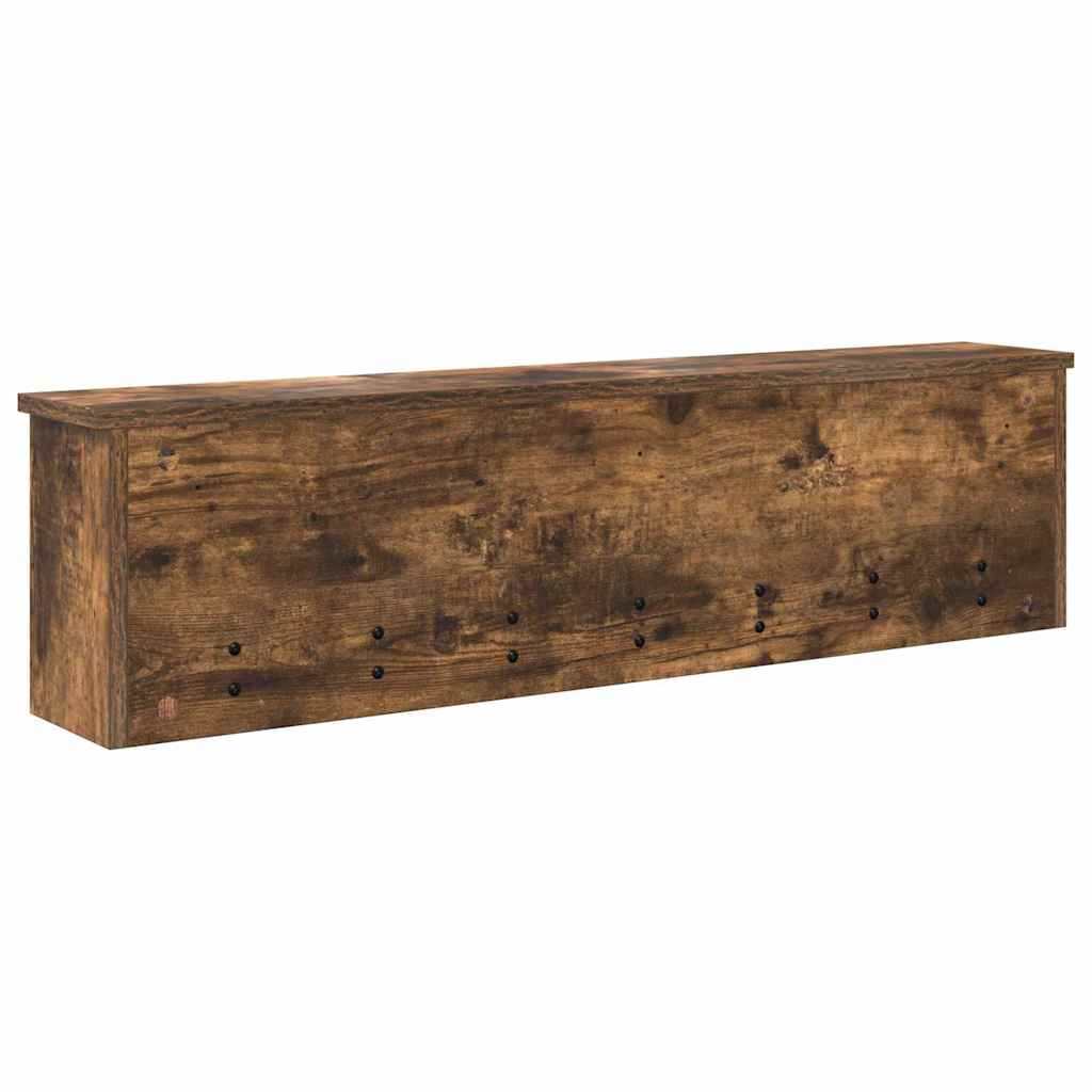 věšák, nástěnný, 5 poliček, háčky, kompozitní dřevo, 26x100x16 cm, kouřový dub, TK20260022