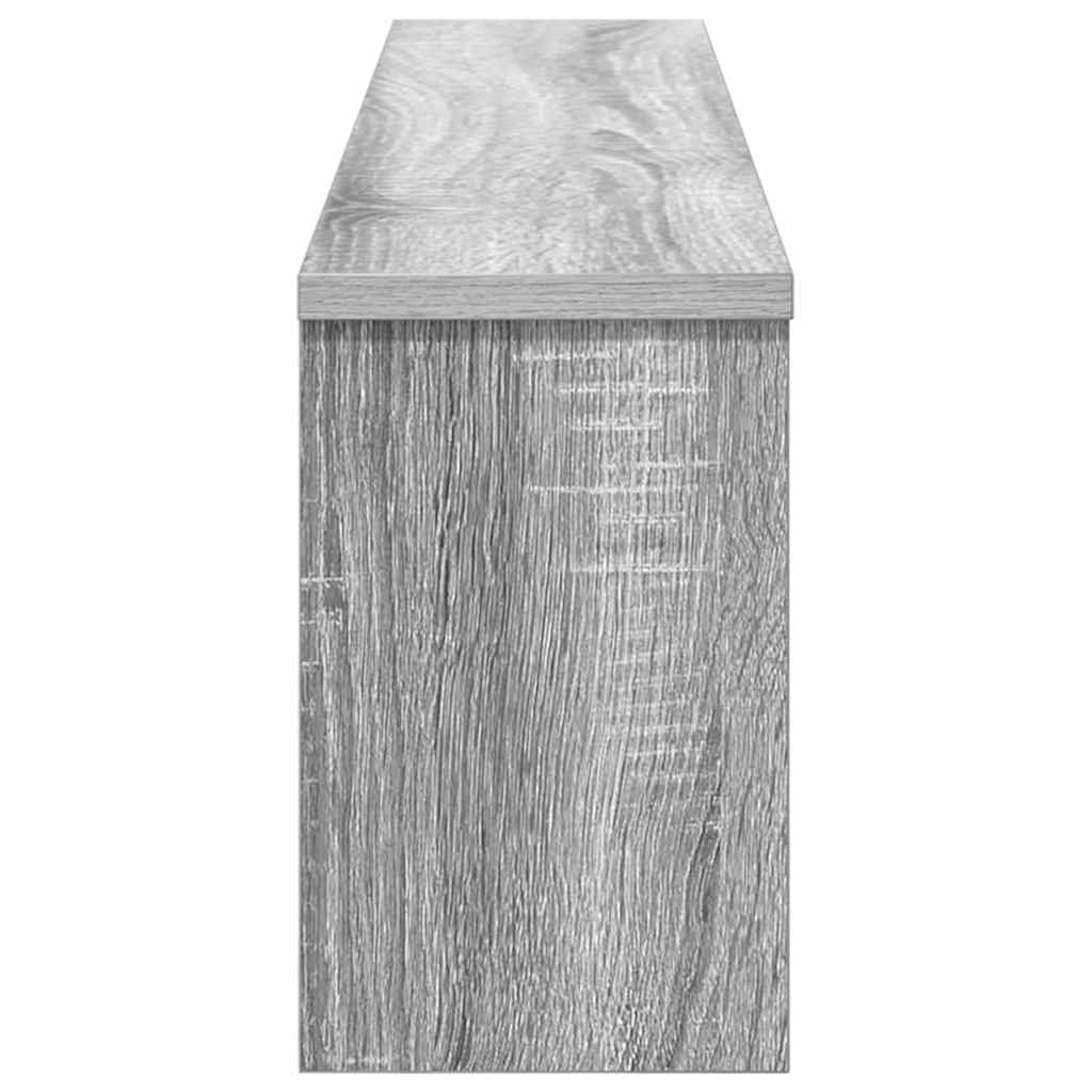 věšák, nástěnný, 5 poliček, háčky, kompozitní dřevo, 26x100x16 cm, šedá sonoma, TK20260022