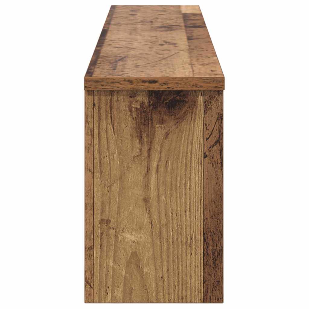 věšák, nástěnný, 5 poliček, háčky, kompozitní dřevo, 26x100x16 cm, staré dřevo, TK20260022