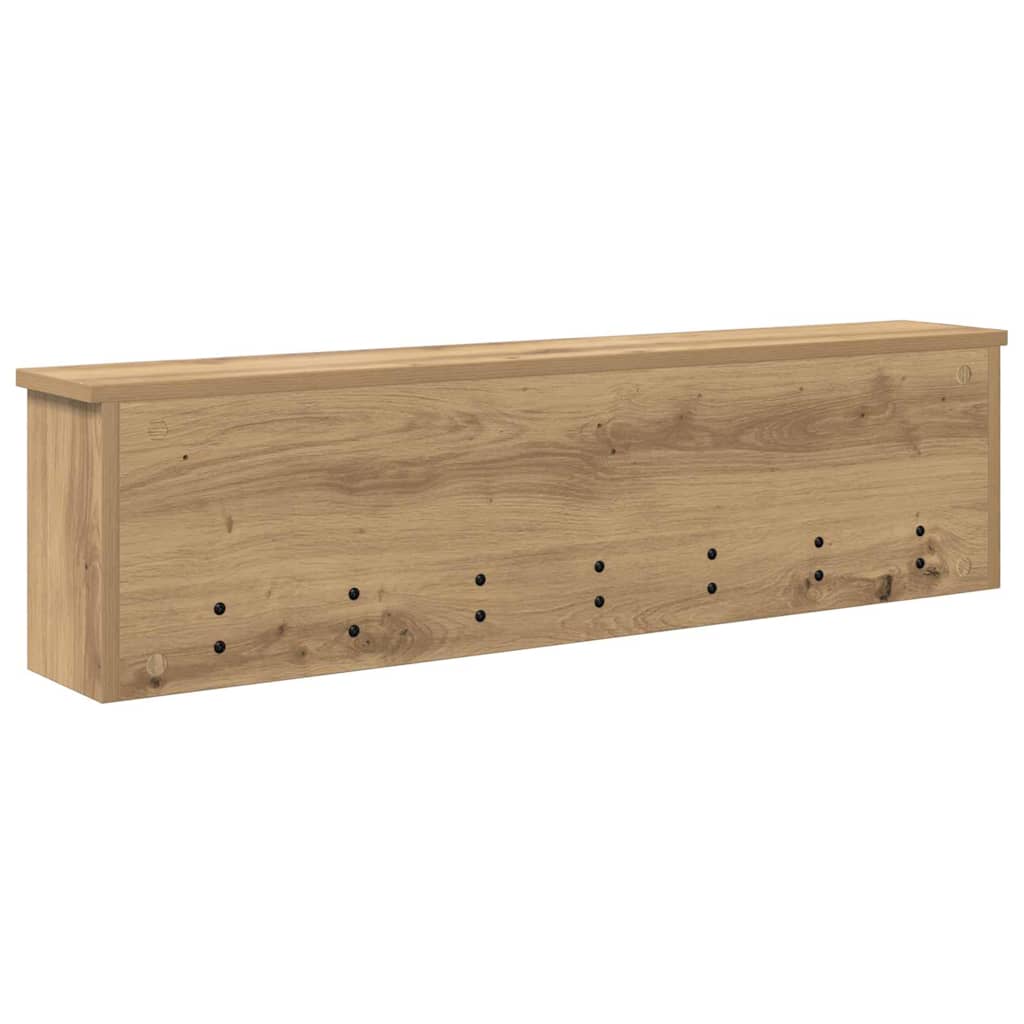 věšák, nástěnný, 5 poliček, háčky, kompozitní dřevo, 26x100x16 cm, dub artisan, TK20260022