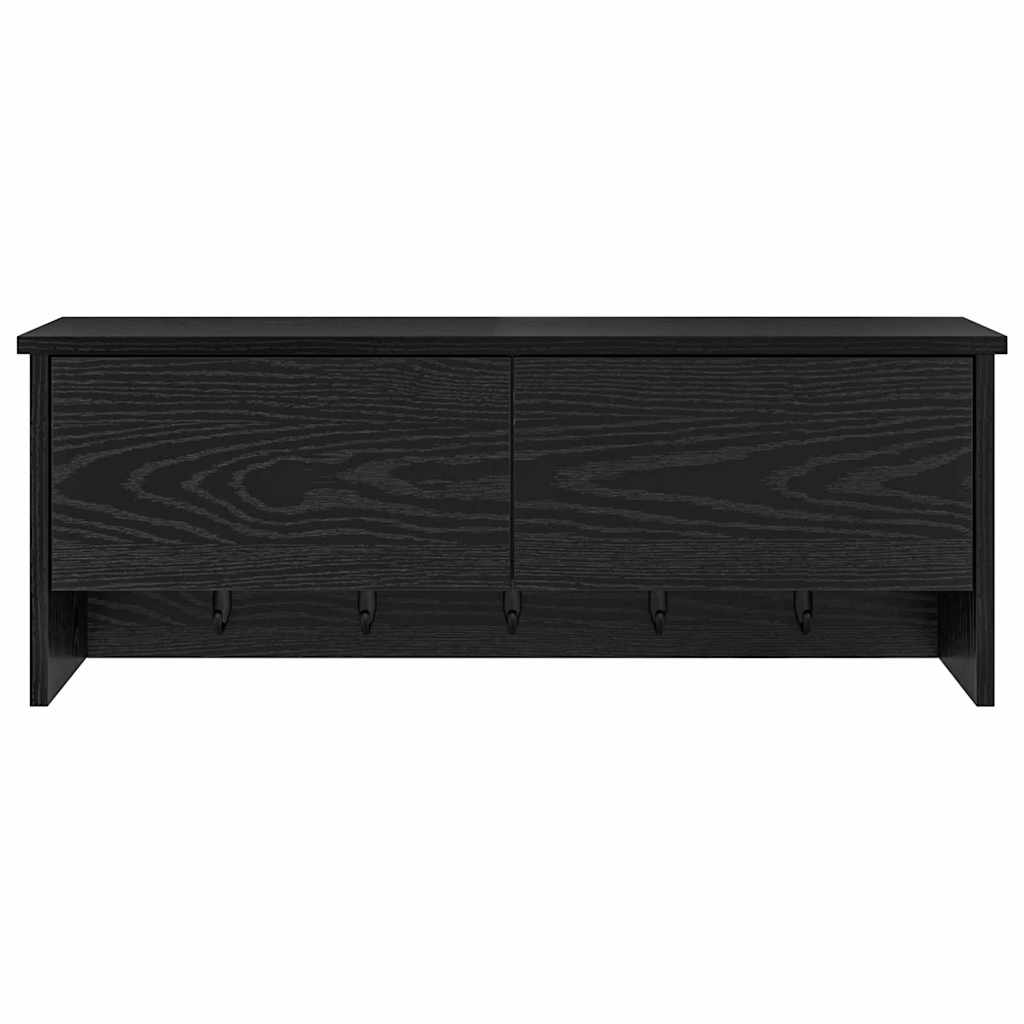 věšák, nástěnný, s dvířky, háčky, kompozitní dřevo, 30x80x20 cm, černý dub, TK20260024