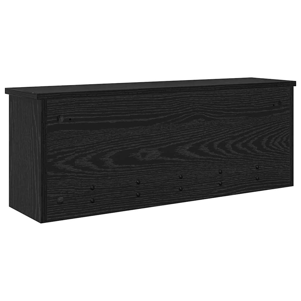 věšák, nástěnný, s dvířky, háčky, kompozitní dřevo, 30x80x20 cm, černý dub, TK20260024