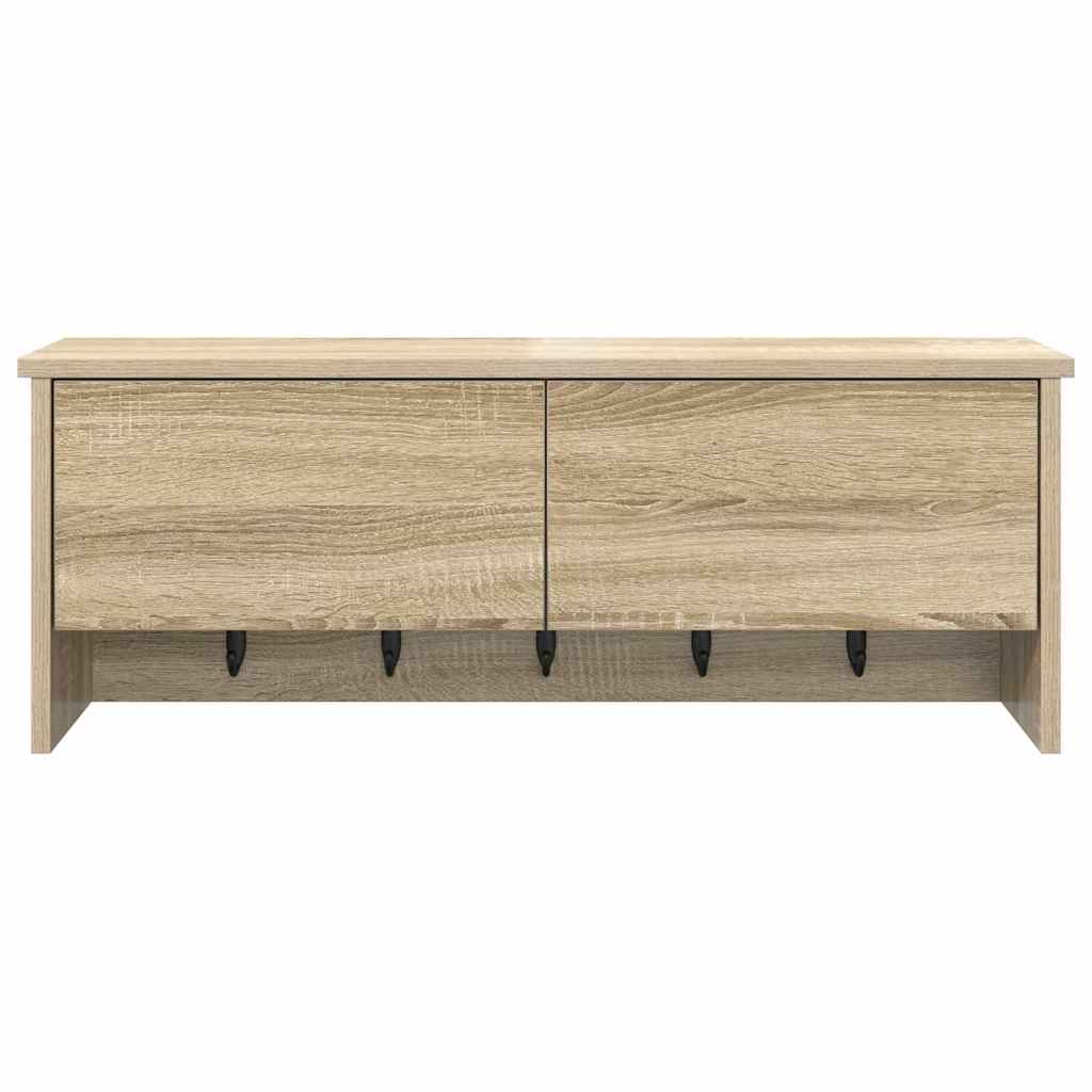 věšák, nástěnný, s dvířky, háčky, kompozitní dřevo, 30x80x20 cm, beton šedá, TK20260024