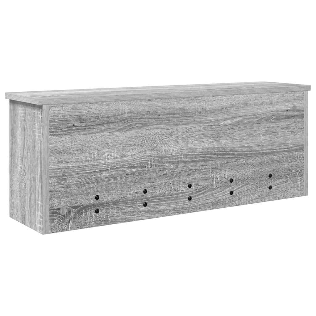 věšák, nástěnný, s dvířky, háčky, kompozitní dřevo, 30x80x20 cm, šedý sonoma, TK20260024
