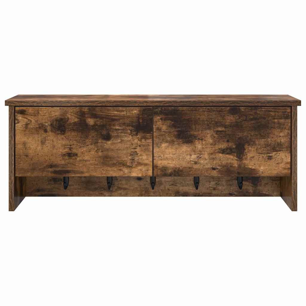 věšák, nástěnný, s dvířky, háčky, kompozitní dřevo, 30x80x20 cm, kouřový dub, TK20260024