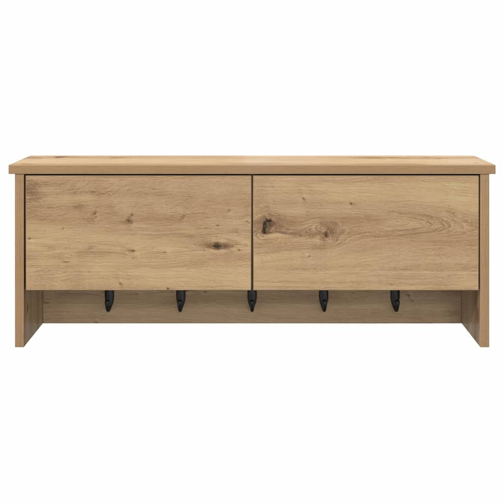 věšák, nástěnný, s dvířky, háčky, kompozitní dřevo, 30x80x20 cm, dub artisan, TK20260024