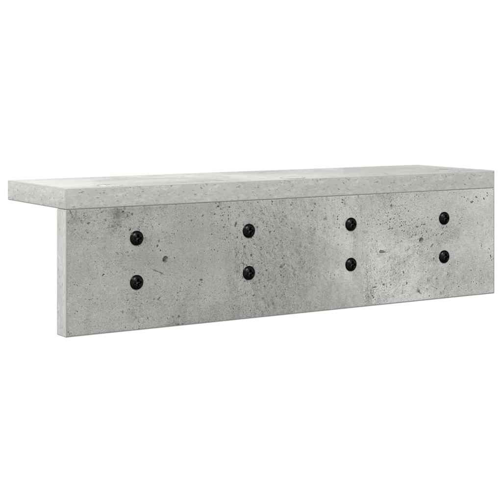 věšák, nástěnný, s poličkou, kompozitní dřevo, 10,5x40x10,5 cm, beton šedá, TK20260043