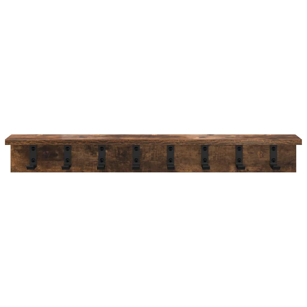 věšák, nástěnný, s poličkou, kompozitní dřevo, 10,5x80x10,5 cm, kouřový dub, TK20260045